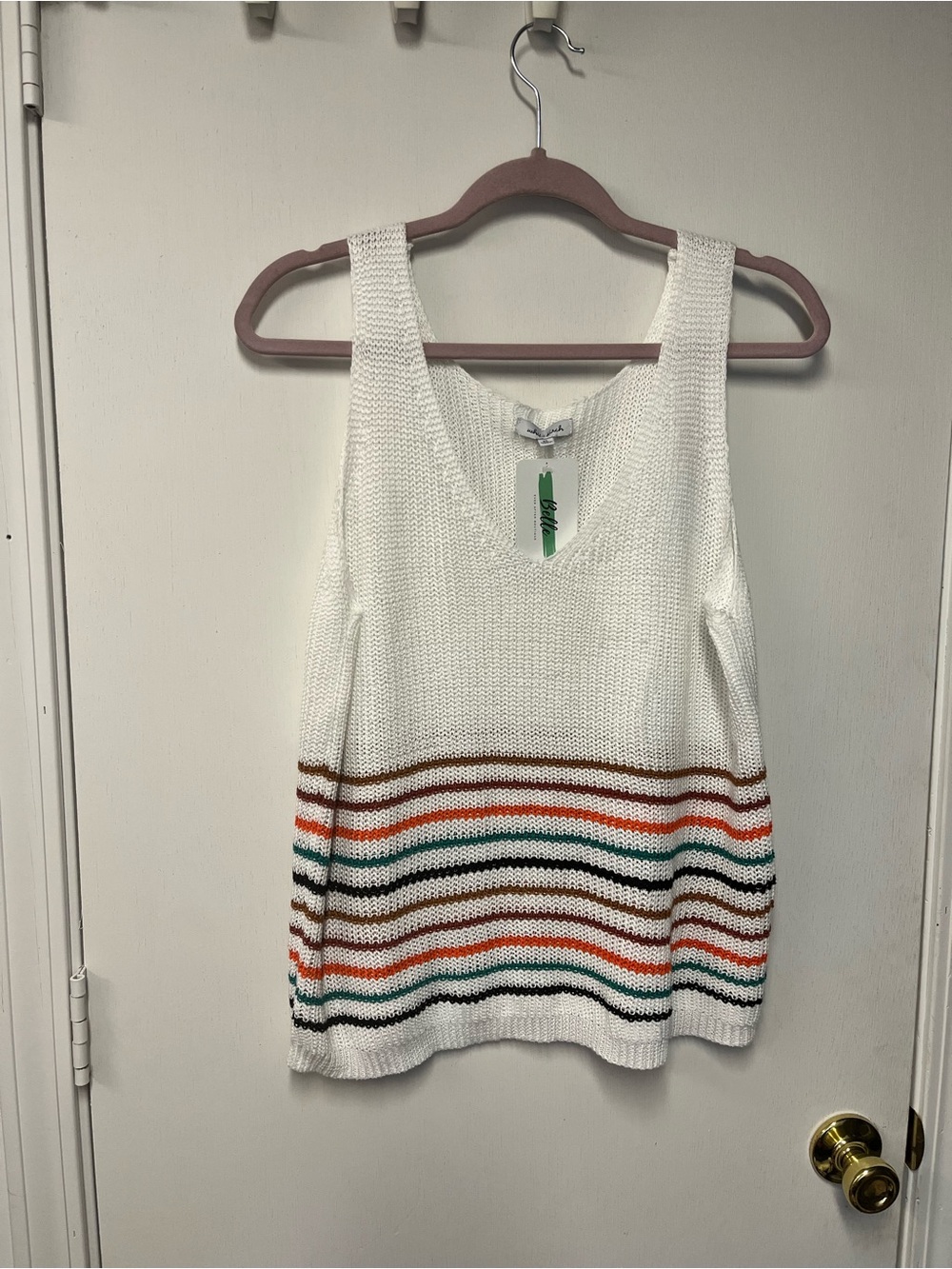 White Birch Striped Knit Tank Top XL